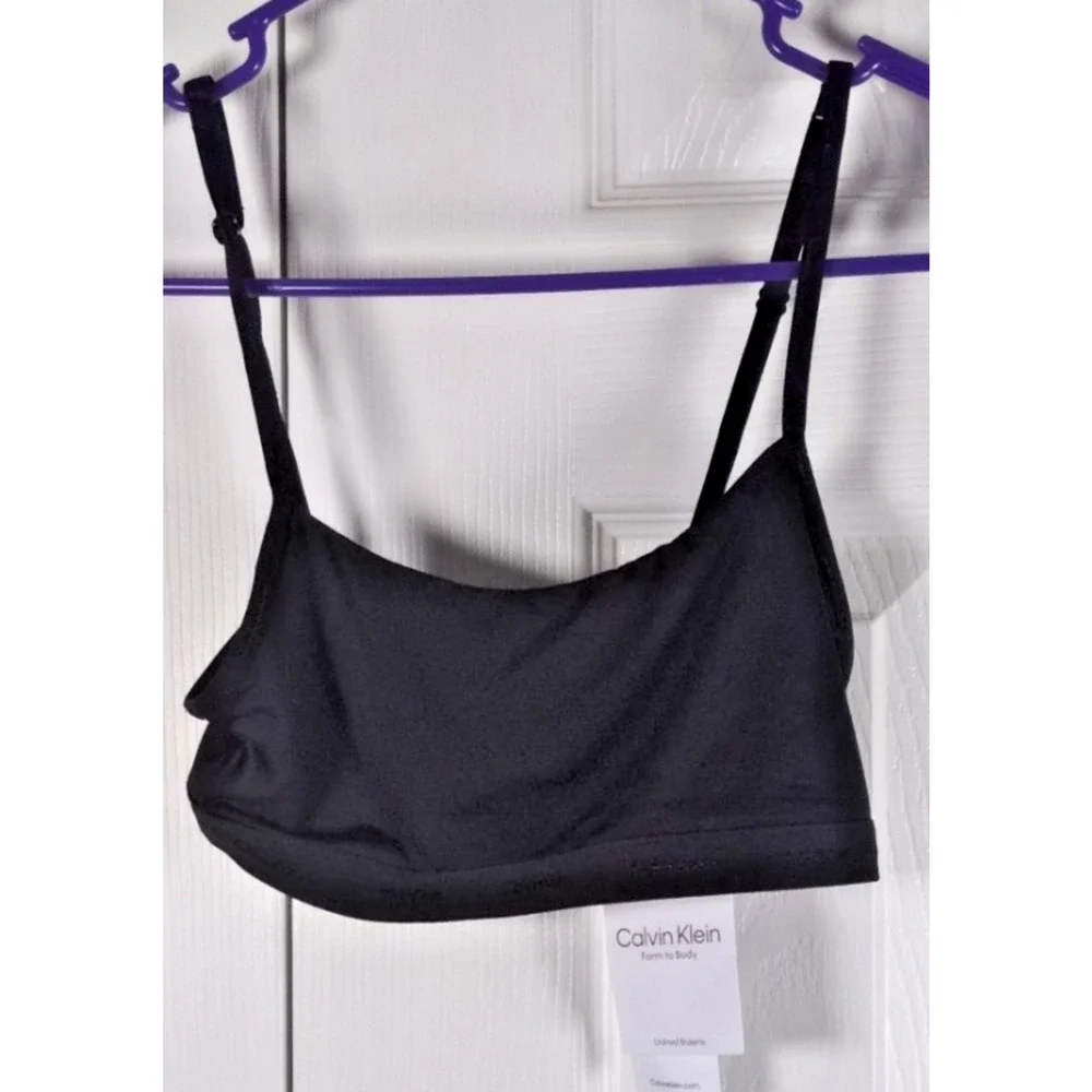 Calvin Klein Women's Form to Body Unlined Bralette QF6757 Black XS Full Coverage